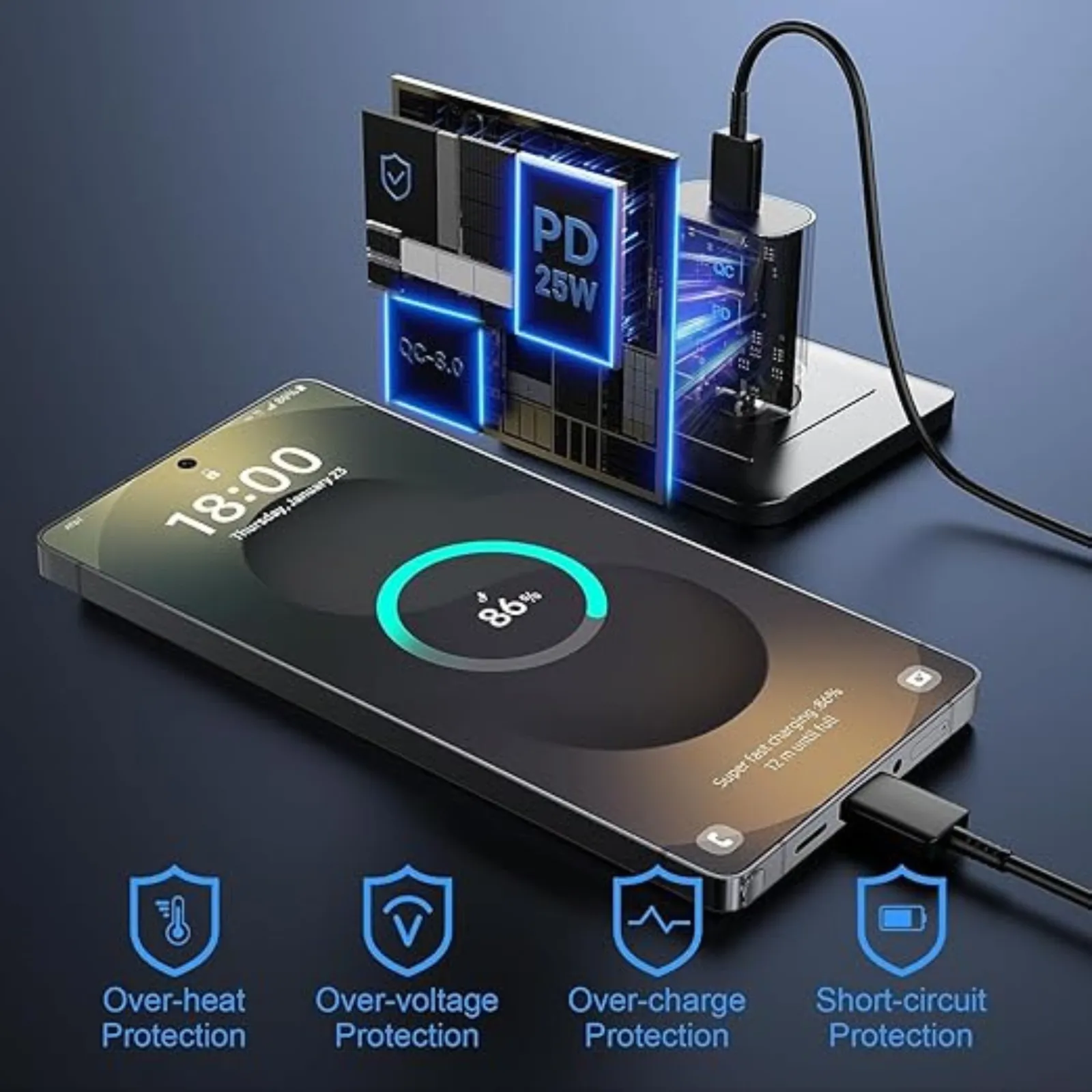 Charger - GalaxyVolt Fast 25W Adaptor (Compatible with Samsung Phones) - Image 5