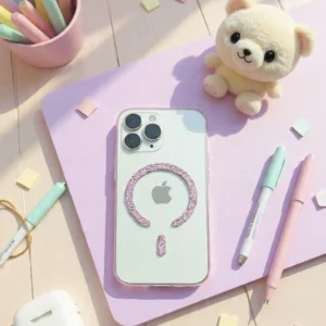 IPhone 15 ProMax - Crystal Blush Cuddle Orbit Case (Anti Yellow)