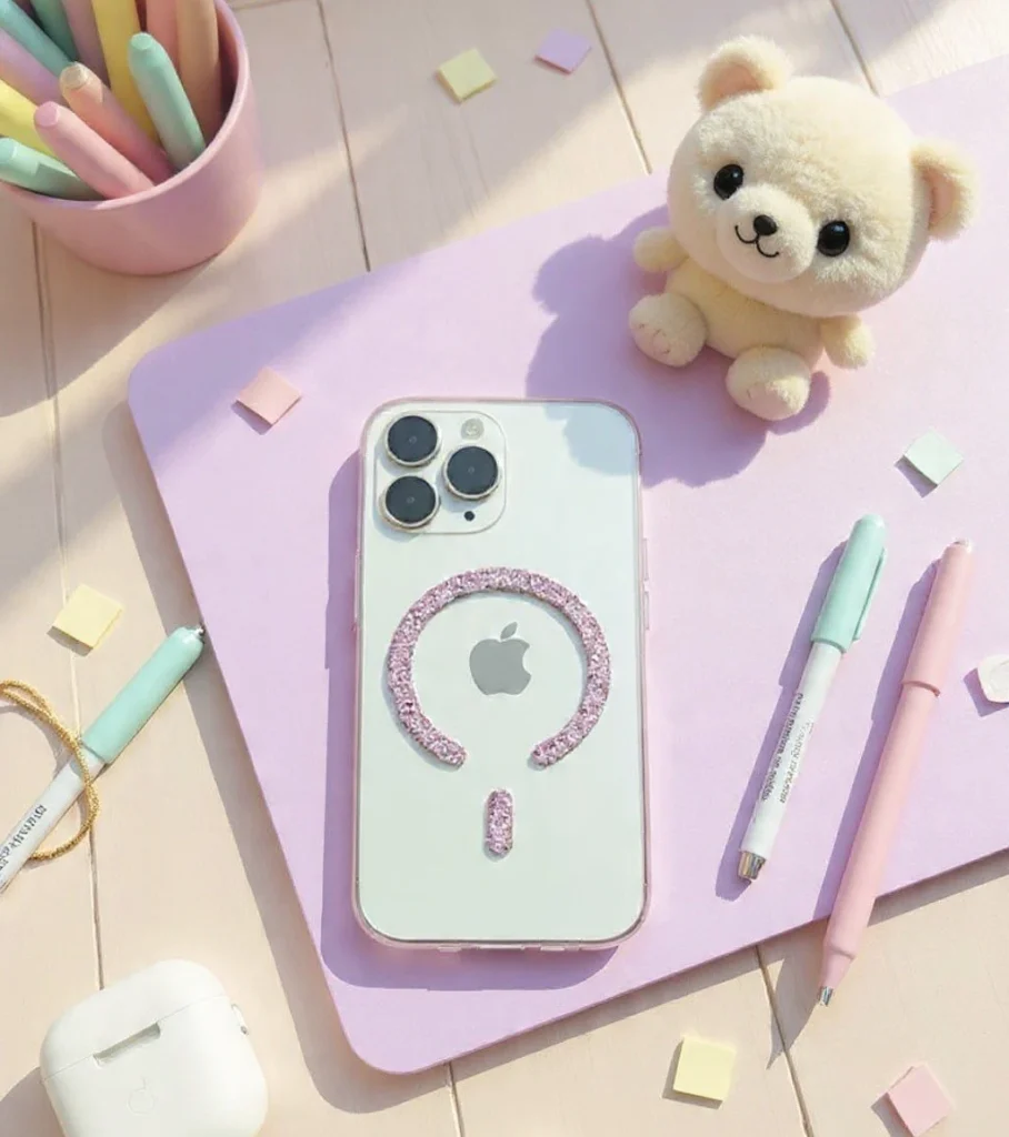 IPhone 15 ProMax - Crystal Blush Cuddle Orbit Case (Anti Yellow)