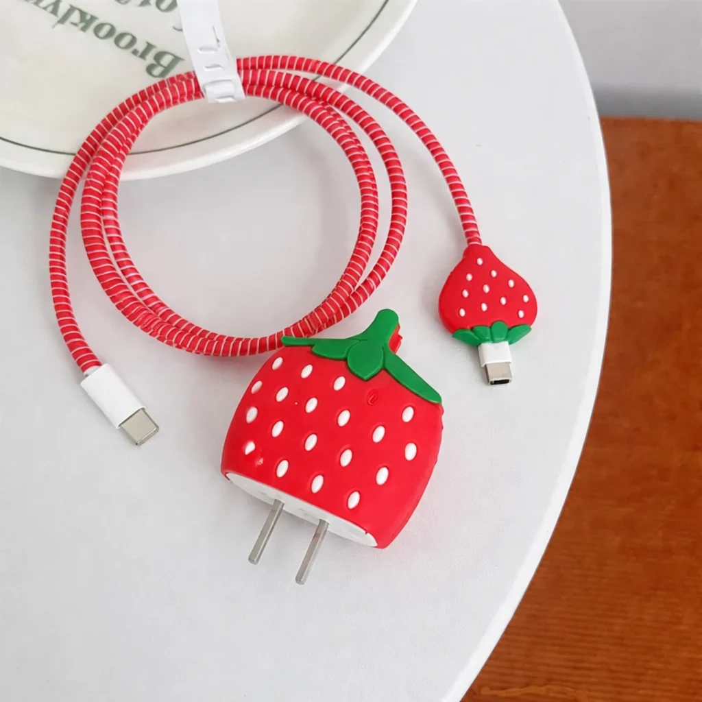 3D StrawBerry Charger Protector Cover for iPhone 18/20W
