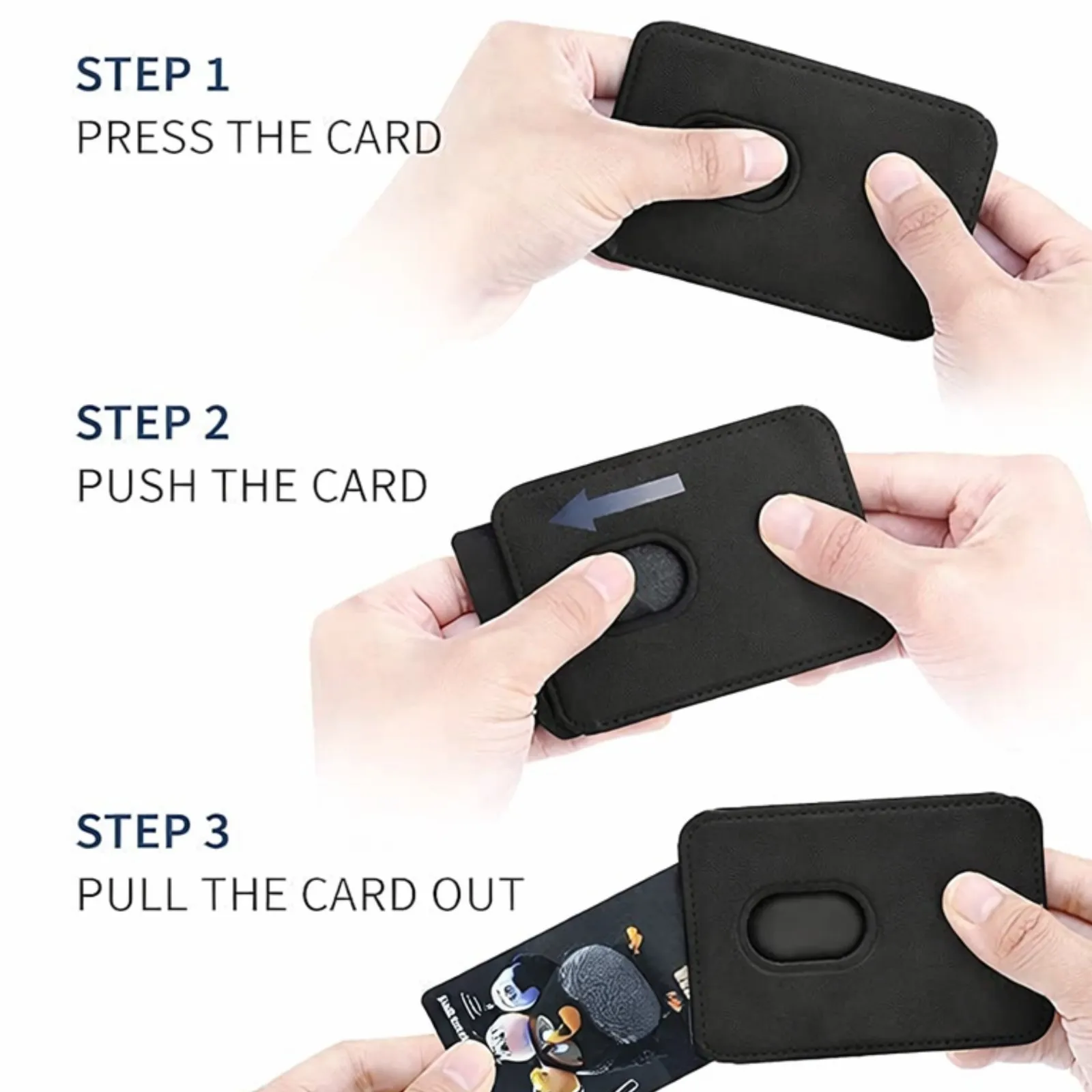 MagElite Leather Smart Wallet for iPhone - Black - Image 2