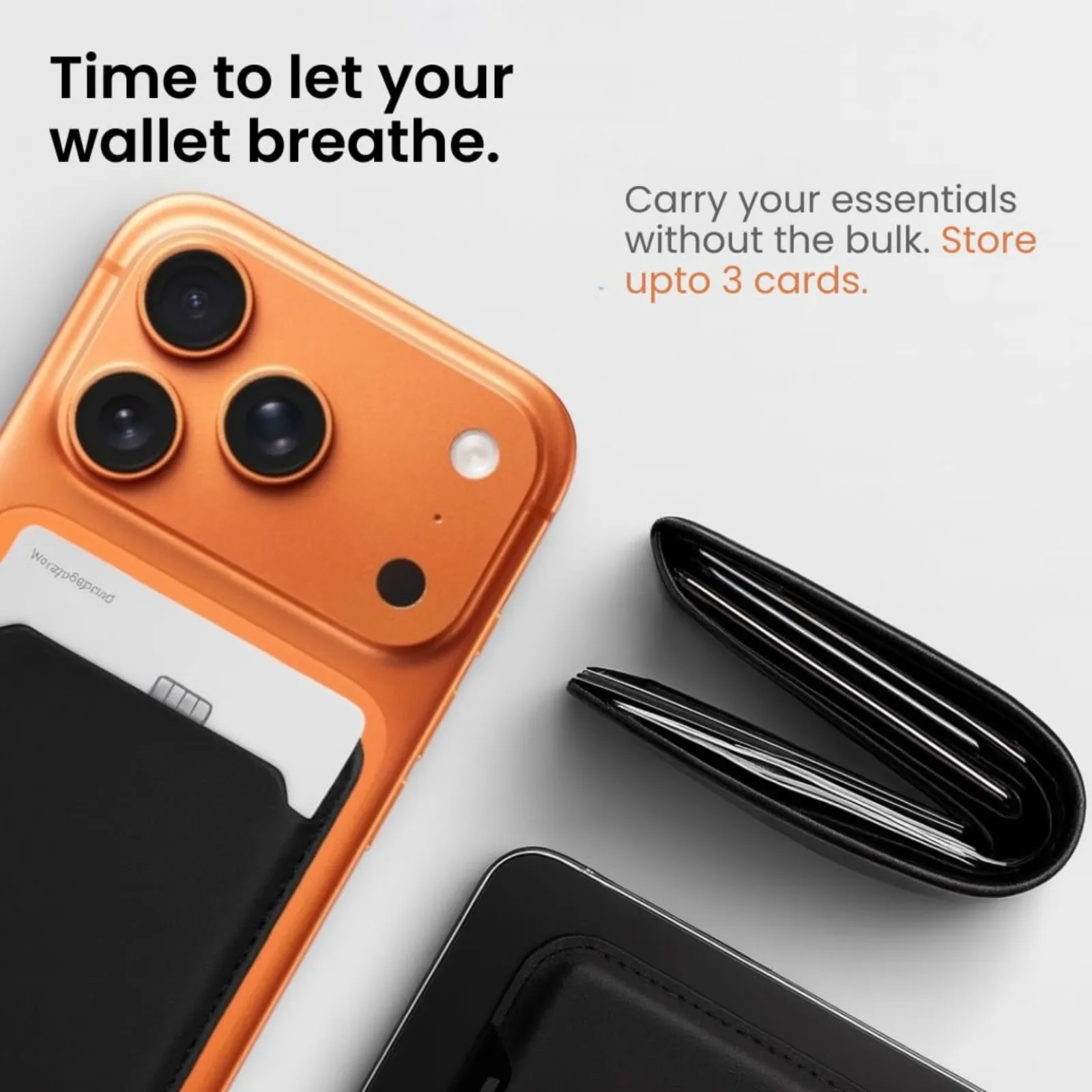 MagElite Leather Smart Wallet for iPhone - Black - Image 3
