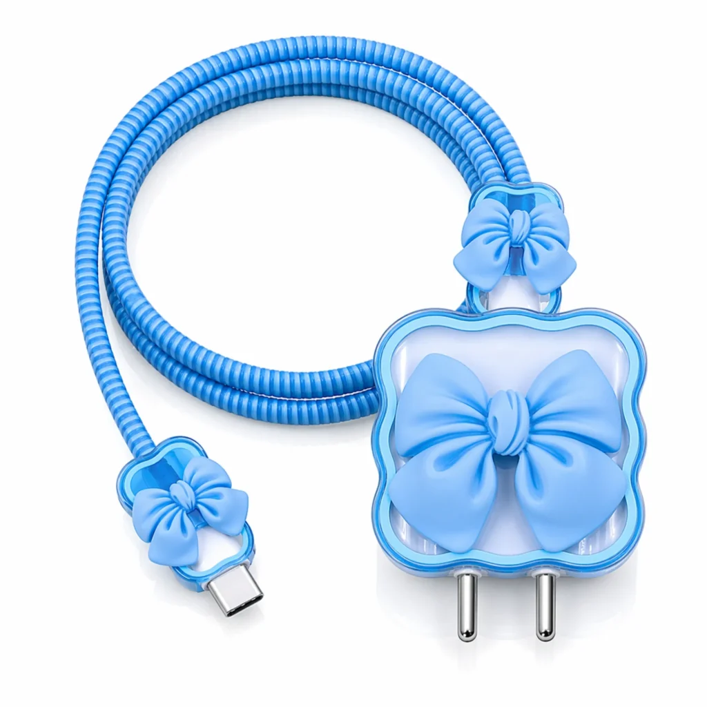 Blue Bow Charger Protector for iPhone 18/20W