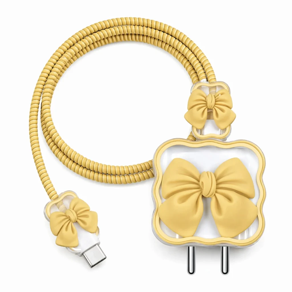 Yellow Bow Charger Protector for iPhone 18/20W