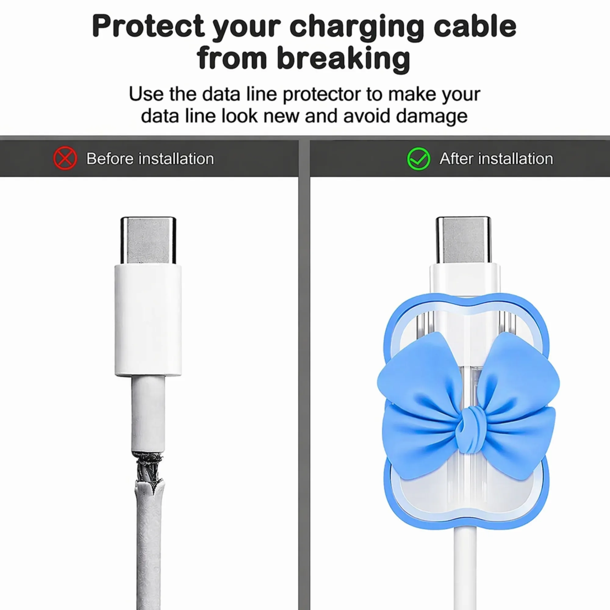 Blue Bow Charger Protector for iPhone 18/20W - Image 3
