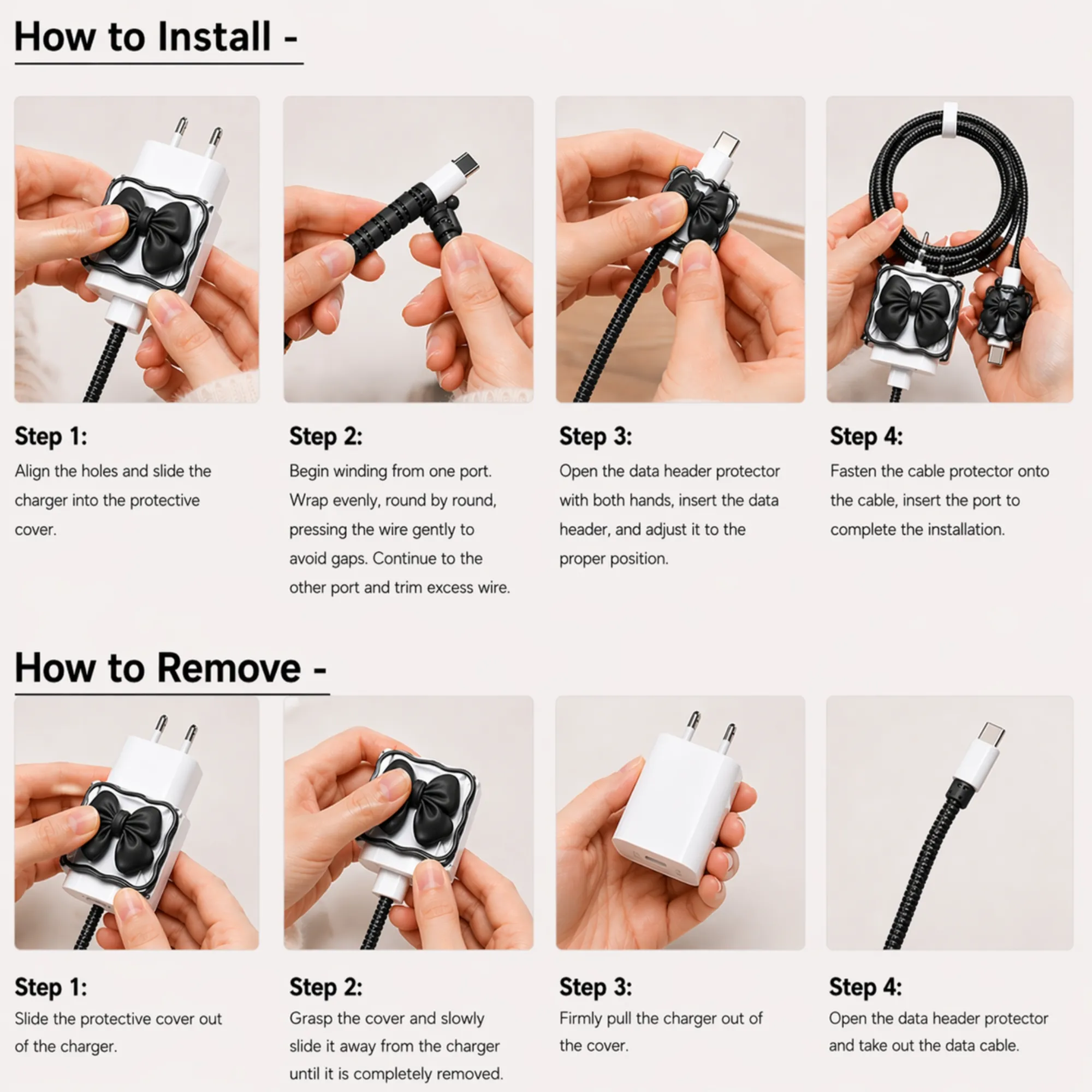 Black Bow Charger Protector for iPhone 18/20W - Image 4