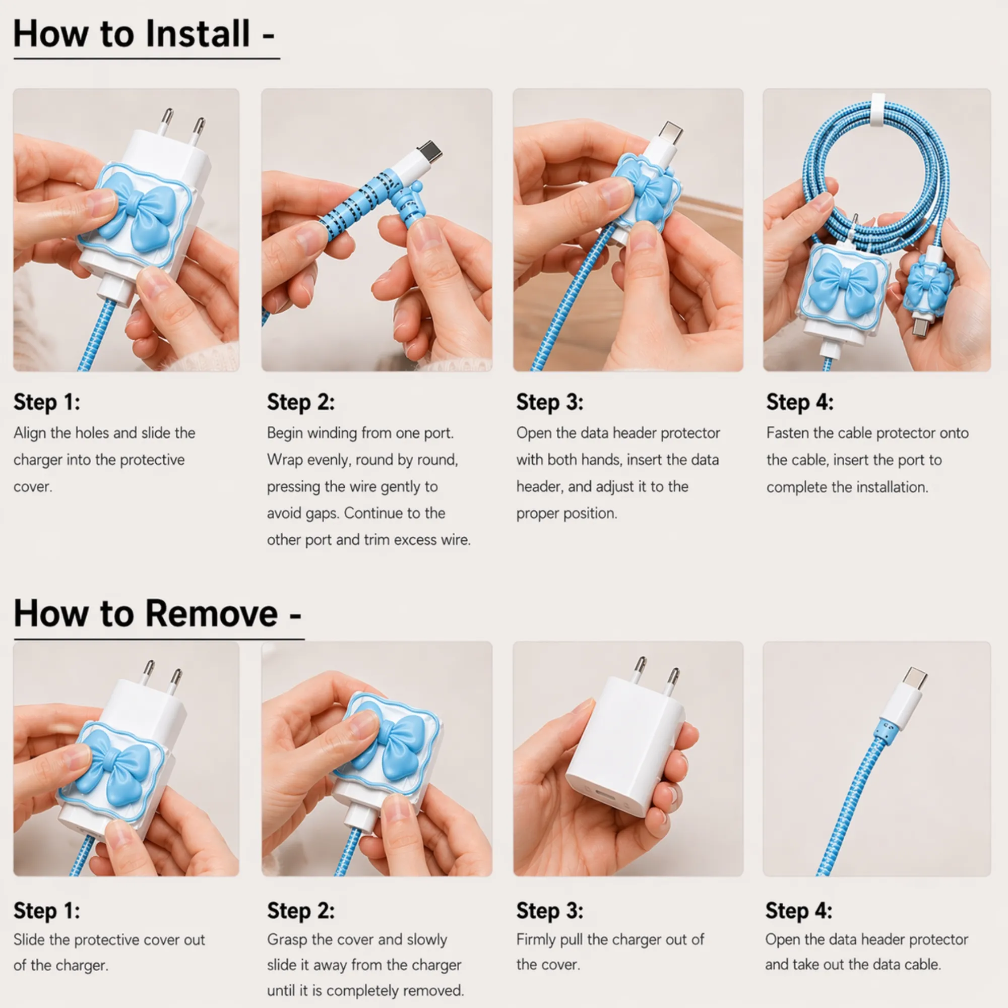 Blue Bow Charger Protector for iPhone 18/20W - Image 4