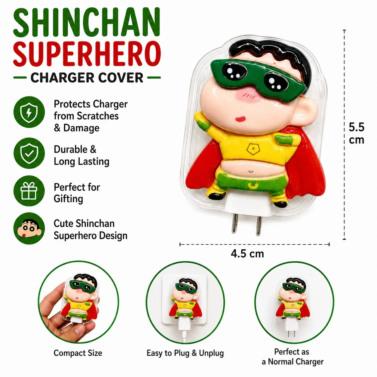 Super-Hero Shinchan Charger Protector for iPhone 18/20W - Image 6