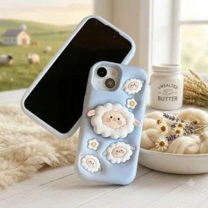 iPhone 15 Cute Girlish Stylish Sky Blue Sheep Case