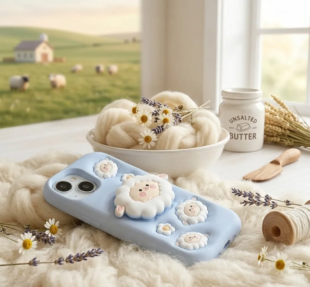 iPhone 14 Cute Girlish Stylish Sky Blue Sheep Case