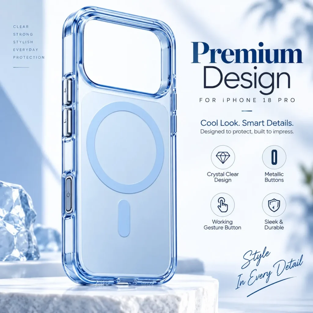 iPhone 18 Pro - Glacier/Sky Blue Stylish Case