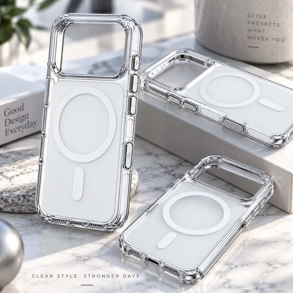 iPhone 18 Pro - White Transparent Stylish Case